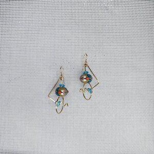 LIKE NEW Lake Superior Wirework and Glass Bead Earrings by Bernadette Mahfood